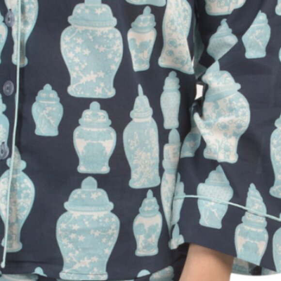 SAATVIK 2pc Cotton Chinoiserie Pajamas Set - Picture 3 of 3
